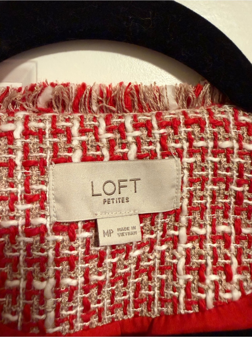 Loft Red Tweed Collarless Jacket - Picture 5 of 8